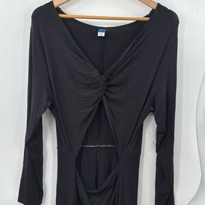 Old Navy Size XL Maxi Cut Out Long Sleeve Dress Black Twist-Front Black Jack